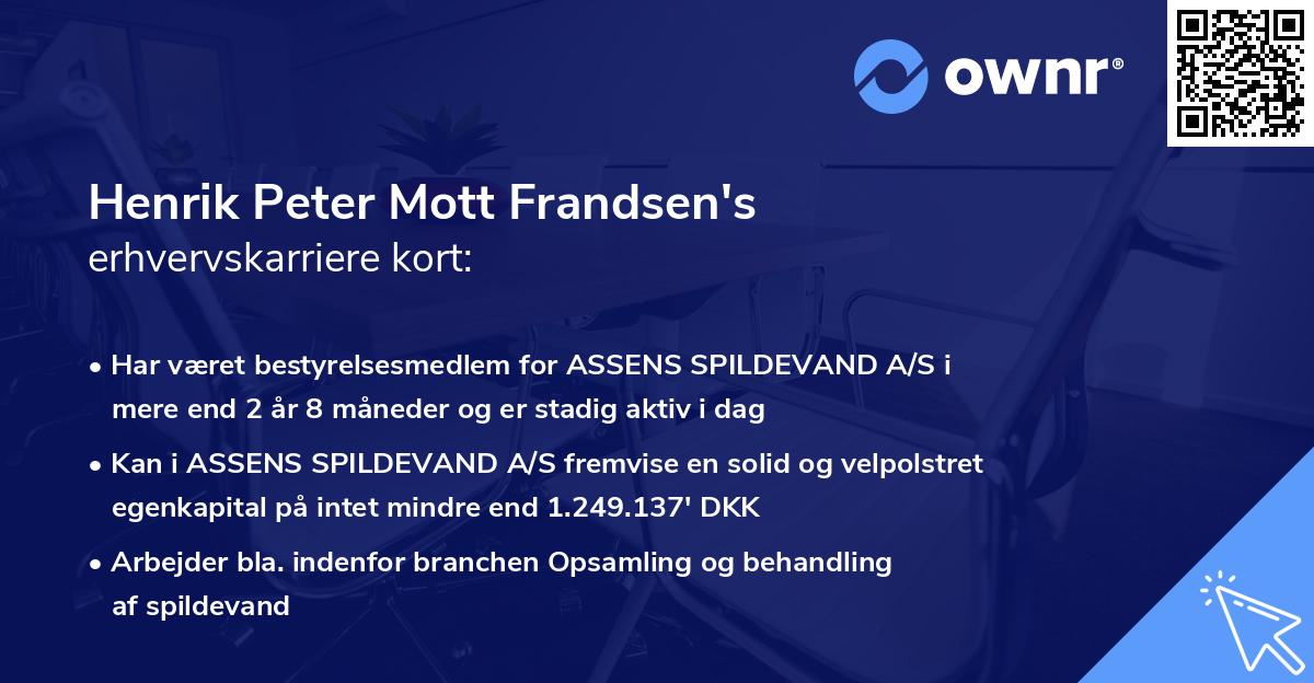 Henrik Peter Mott Frandsen's erhvervskarriere kort