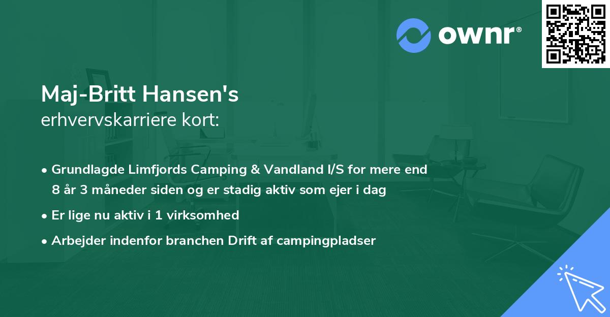 Maj-Britt Hansen's erhvervskarriere kort