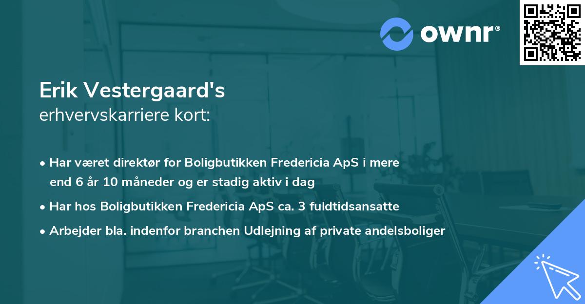 Erik Vestergaard's erhvervskarriere kort