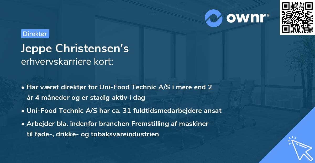 Jeppe Christensen's erhvervskarriere kort