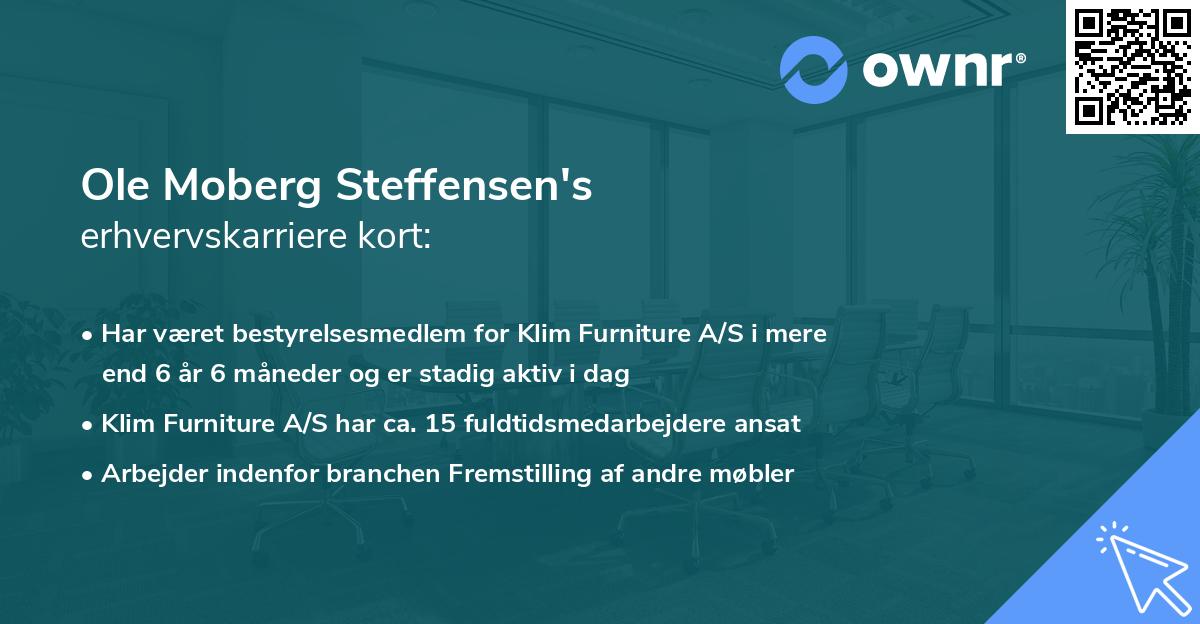 Ole Moberg Steffensen's erhvervskarriere kort