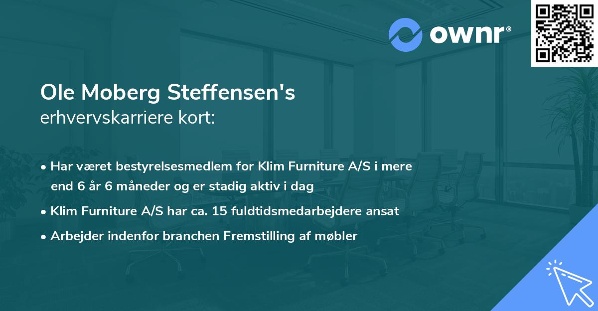 Ole Moberg Steffensen's erhvervskarriere kort