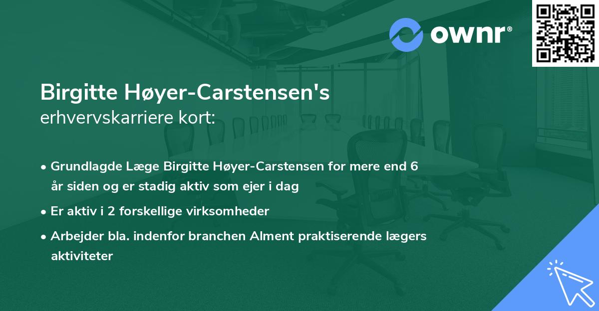 Birgitte Høyer-Carstensen's erhvervskarriere kort