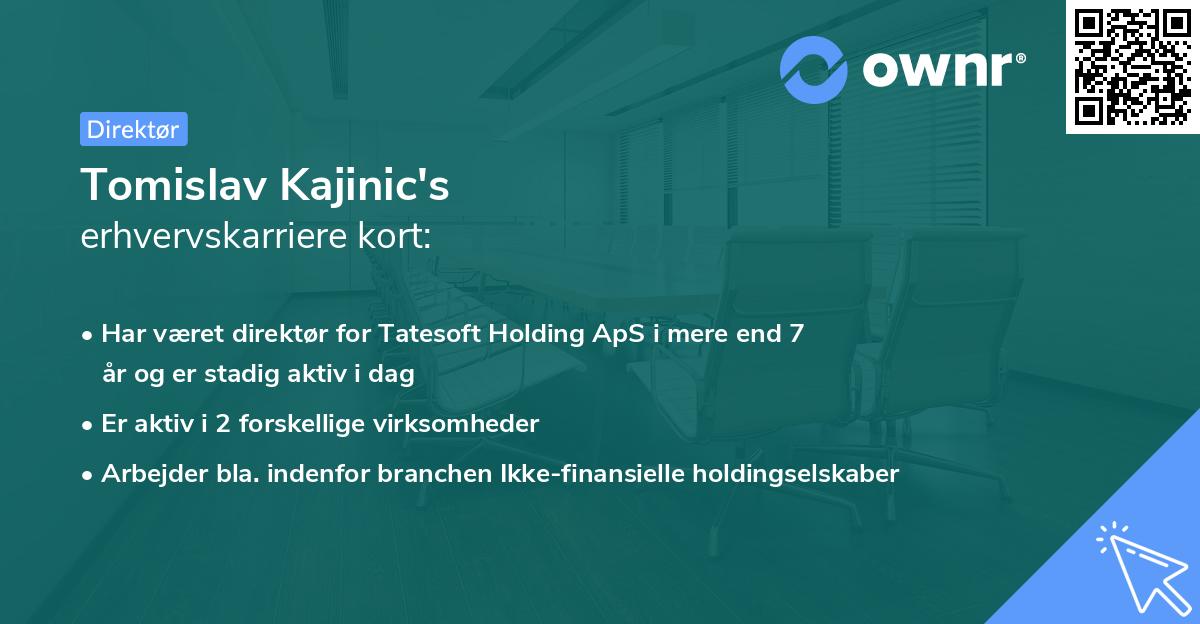 Tomislav Kajinic's erhvervskarriere kort