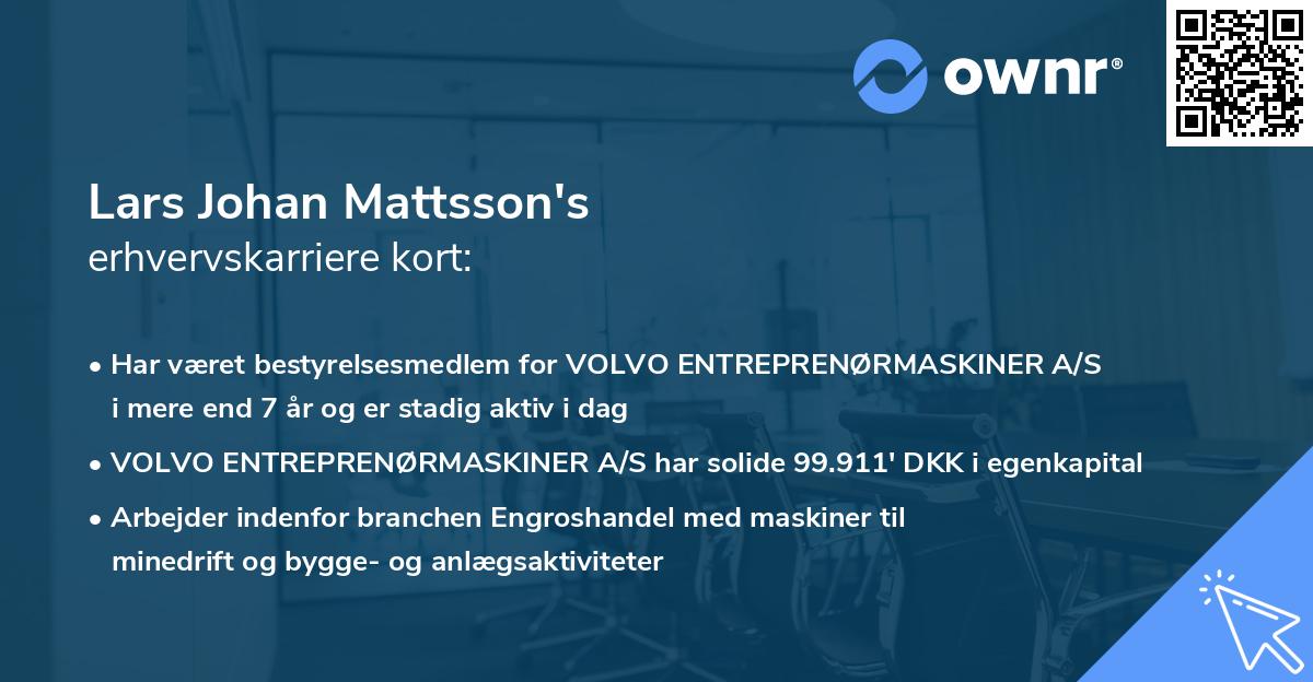 Lars Johan Mattsson's erhvervskarriere kort