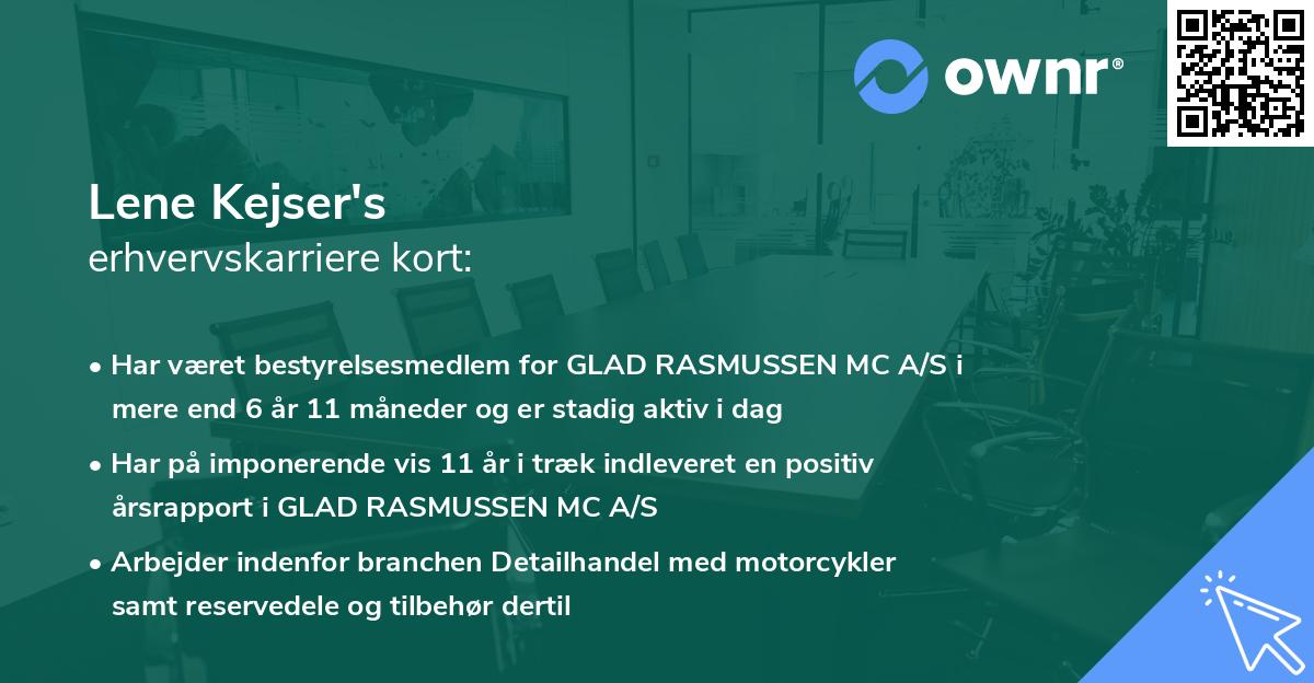 Lene Kejser's erhvervskarriere kort