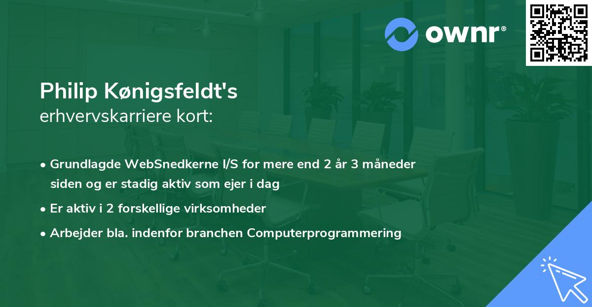 Philip Kønigsfeldt's erhvervskarriere kort