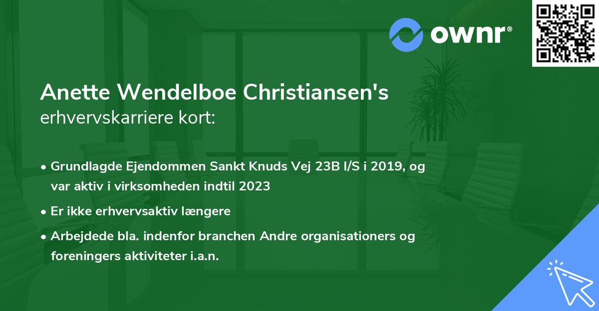 Anette Wendelboe Christiansen's erhvervskarriere kort