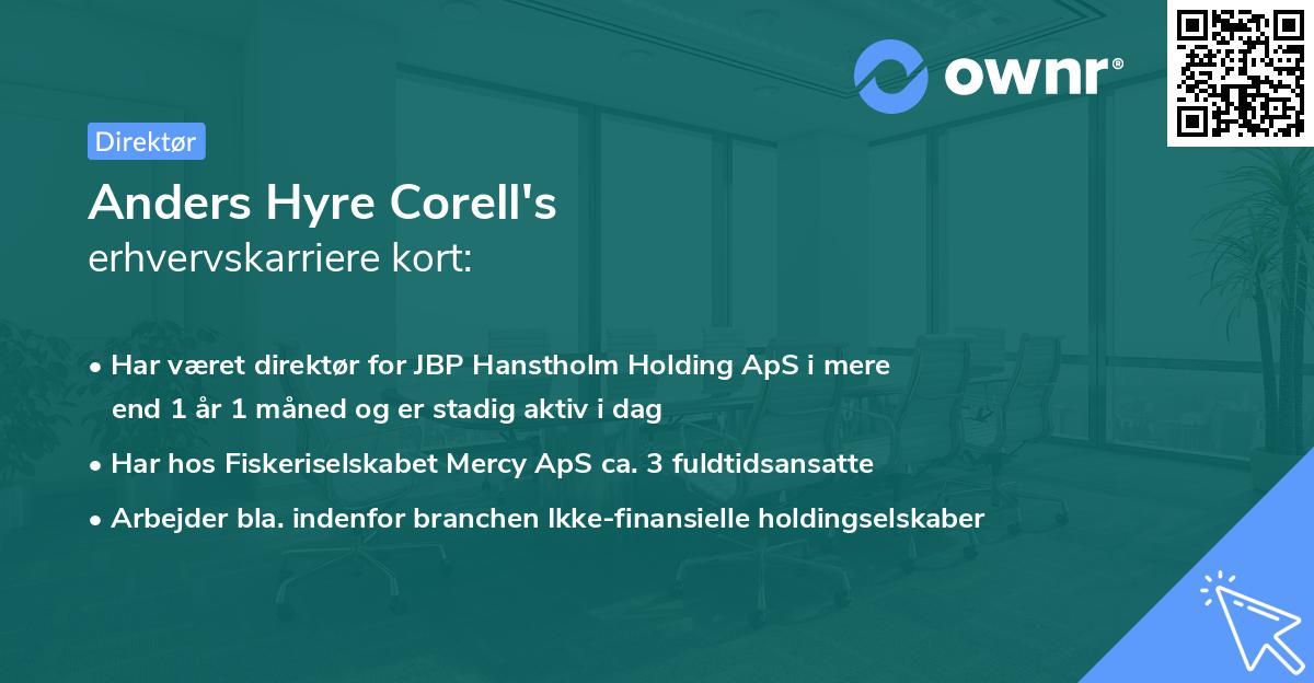 Anders Hyre Corell's erhvervskarriere kort