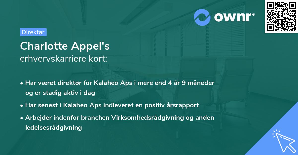 Charlotte Appel's erhvervskarriere kort