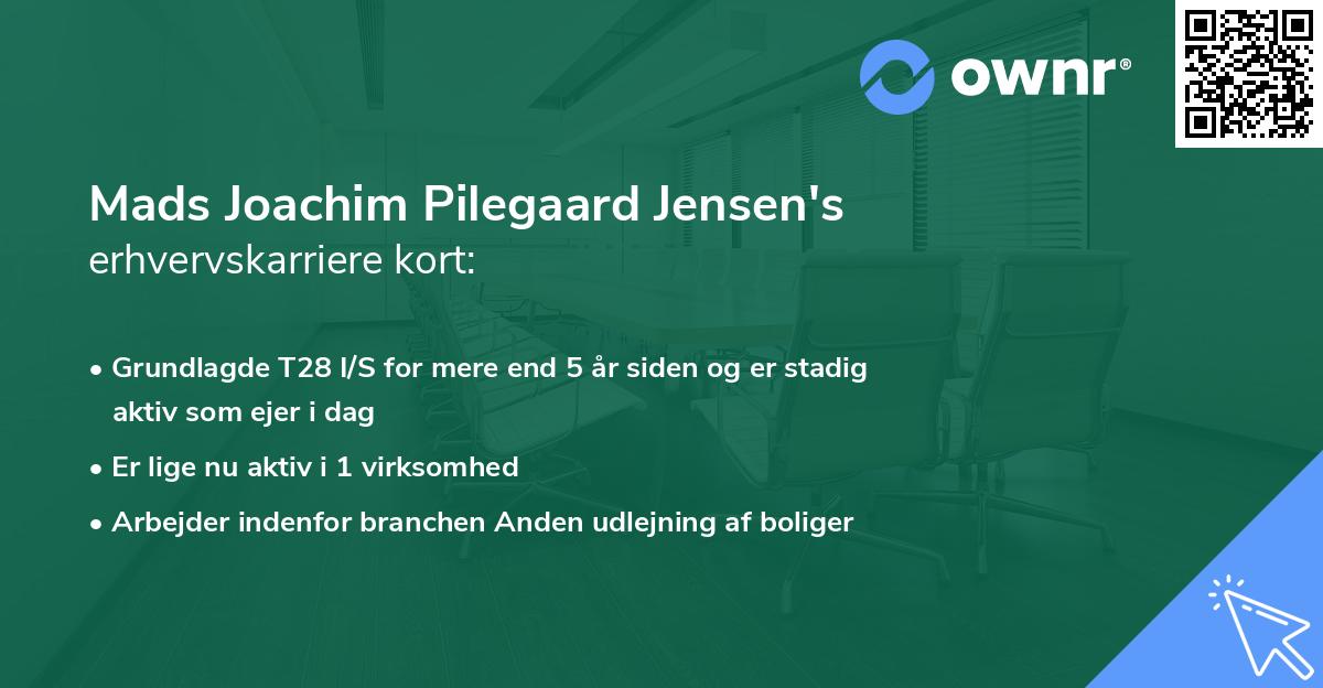 Mads Joachim Pilegaard Jensen's erhvervskarriere kort