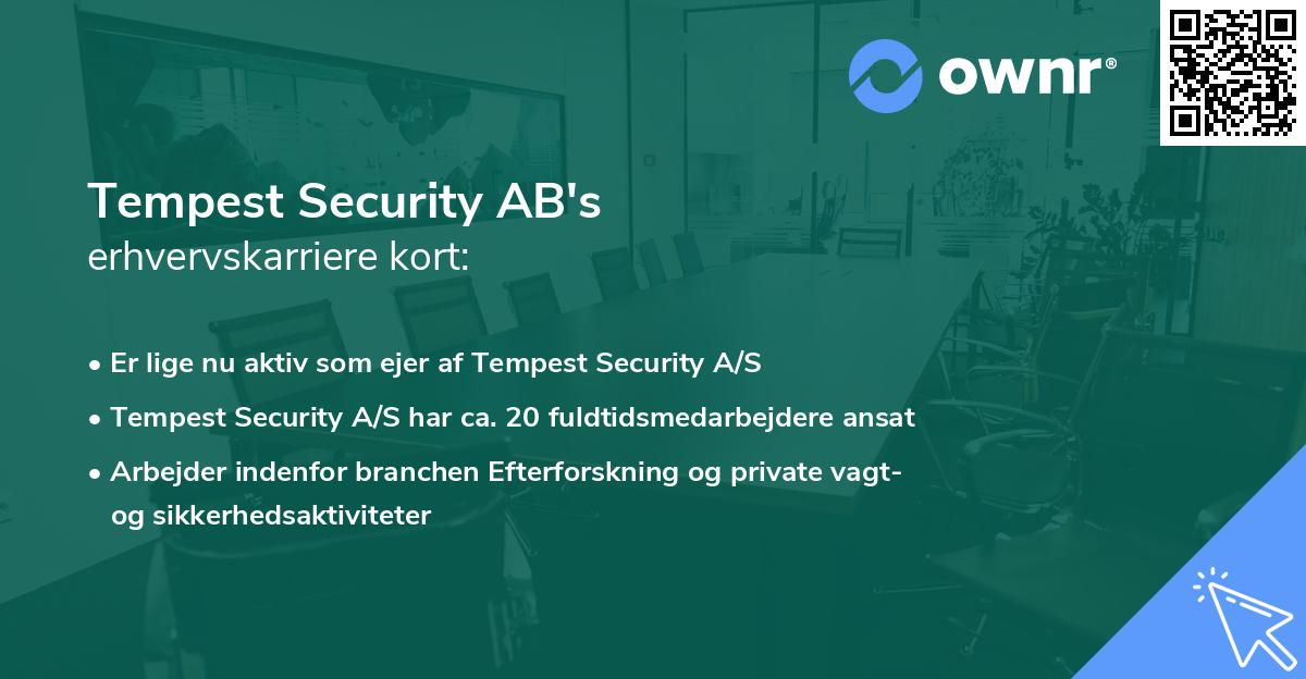 Tempest Security AB's erhvervskarriere kort