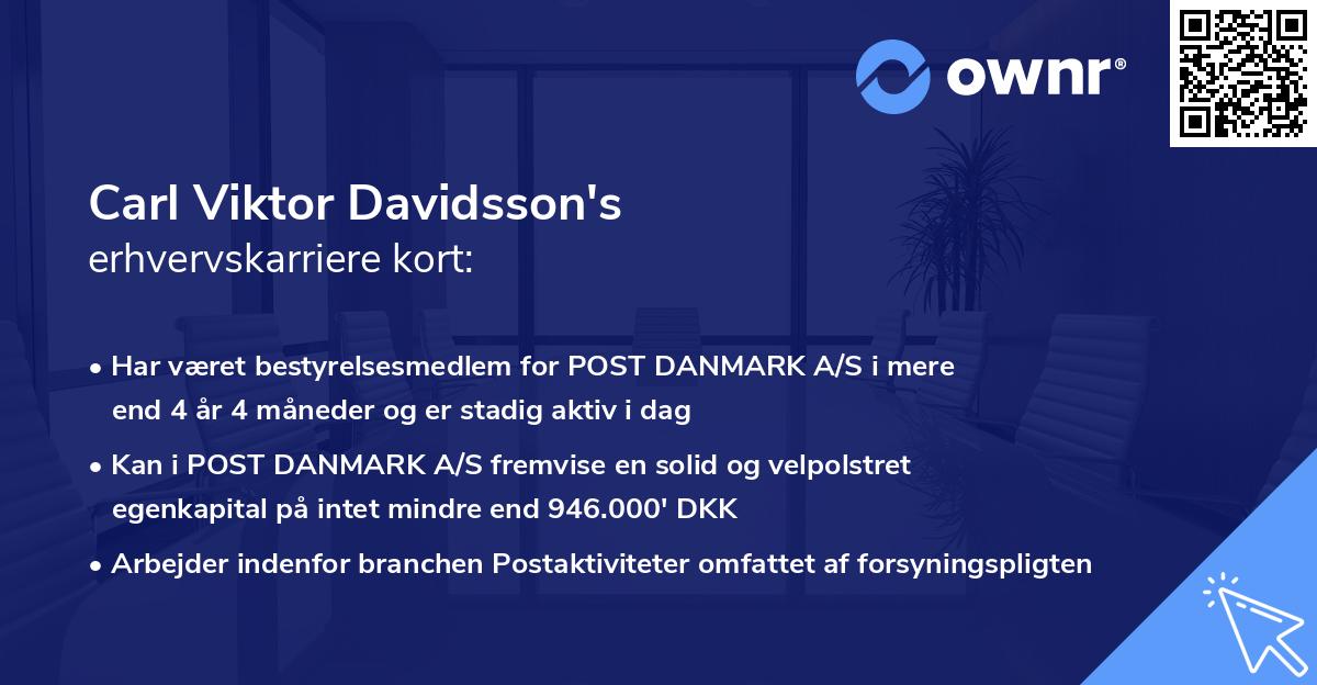 Carl Viktor Davidsson's erhvervskarriere kort