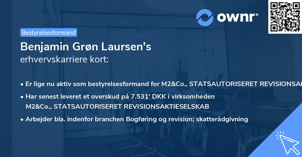 Benjamin Grøn Laursen's erhvervskarriere kort