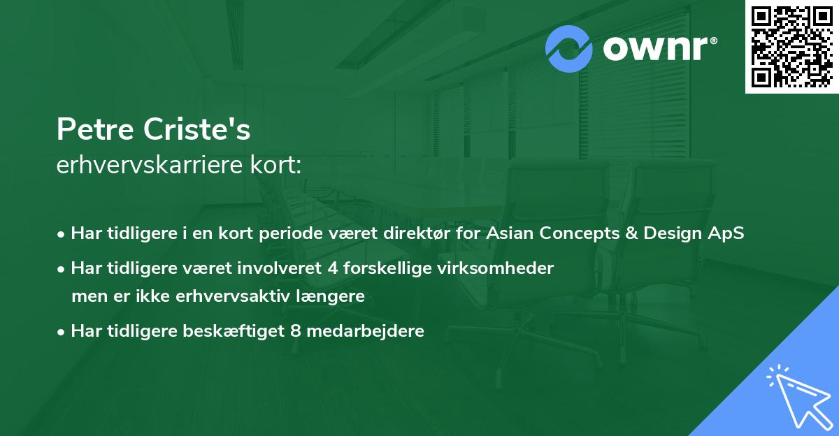 Petre Criste's erhvervskarriere kort