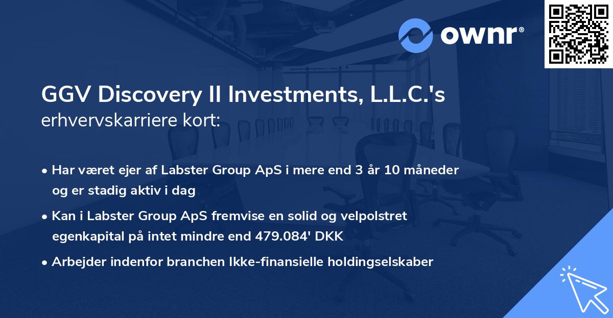 GGV Discovery II Investments, L.L.C.'s erhvervskarriere kort