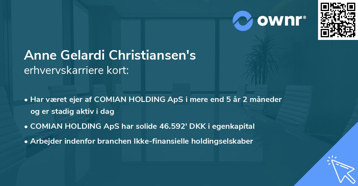 Anne Gelardi Christiansen's erhvervskarriere kort