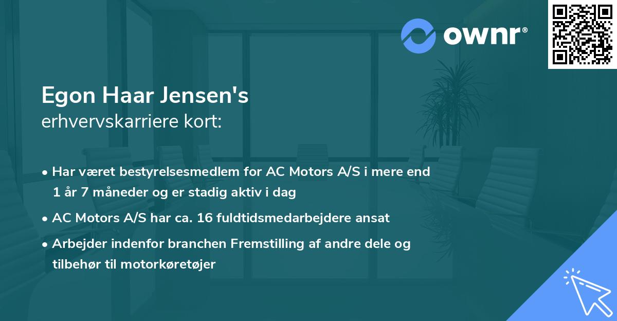 Egon Haar Jensen's erhvervskarriere kort