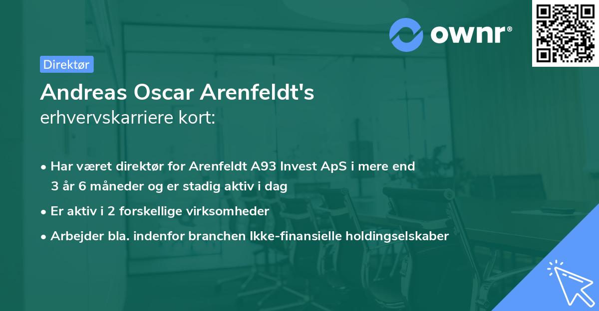 Andreas Oscar Arenfeldt's erhvervskarriere kort