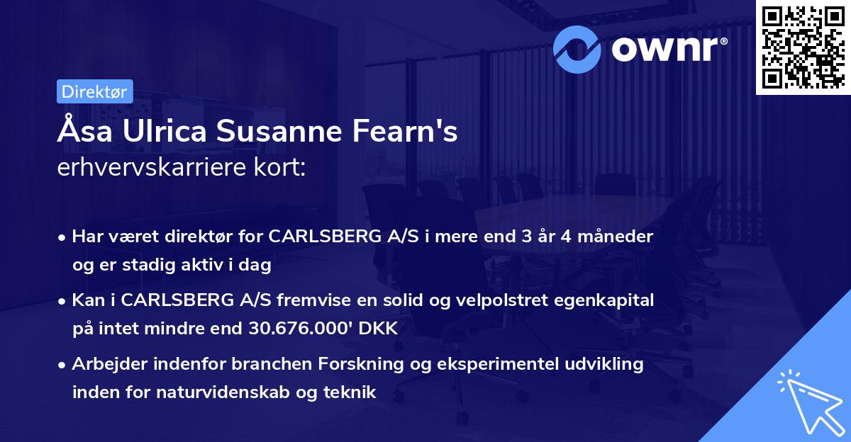Åsa Ulrica Susanne Fearn's erhvervskarriere kort