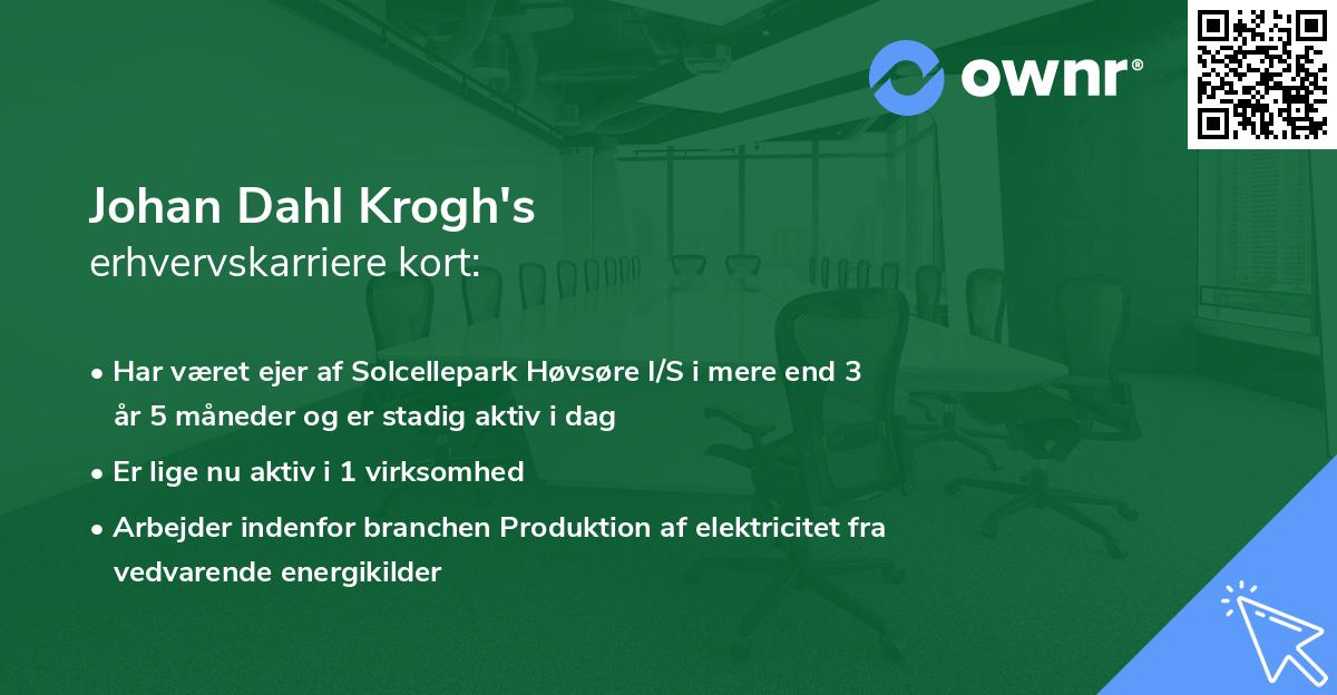 Johan Dahl Krogh's erhvervskarriere kort