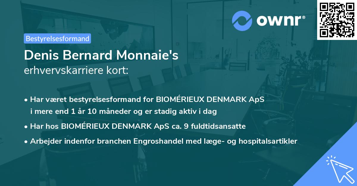 Denis Bernard Monnaie's erhvervskarriere kort