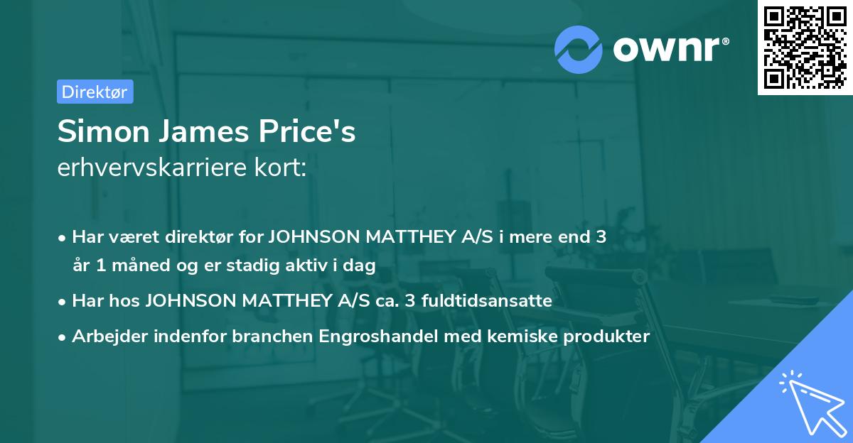Simon James Price's erhvervskarriere kort
