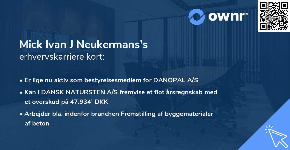 Mick Ivan J Neukermans's erhvervskarriere kort