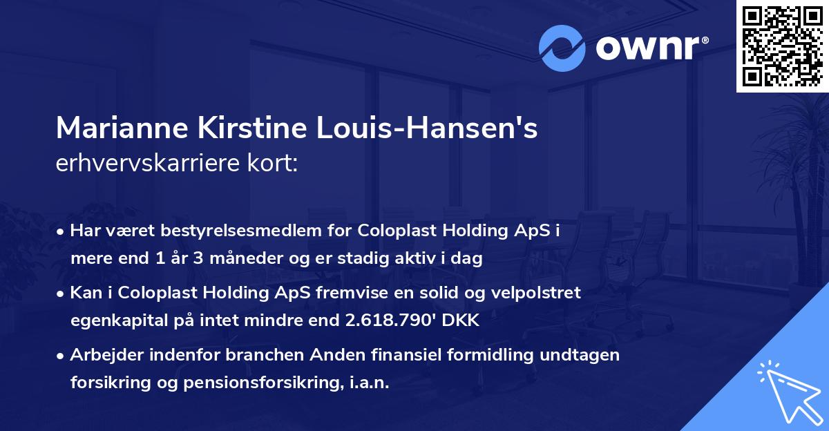 Marianne Kirstine Louis-Hansen's erhvervskarriere kort