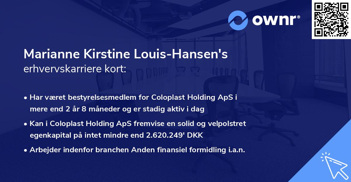 Marianne Kirstine Louis-Hansen's erhvervskarriere kort