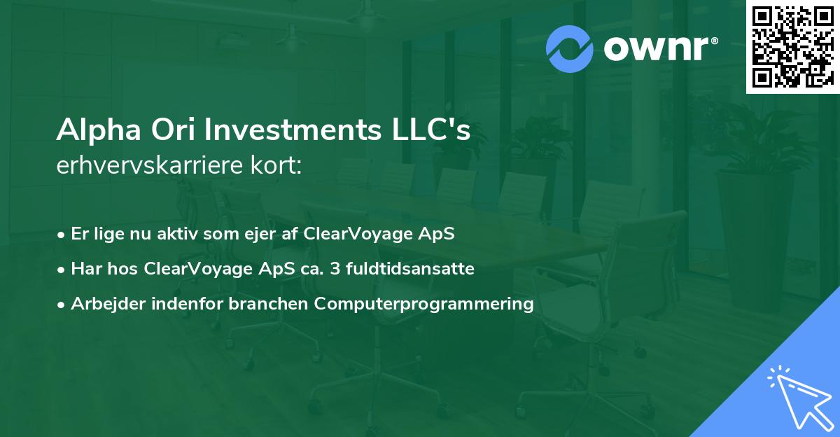 Alpha Ori Investments LLC's erhvervskarriere kort