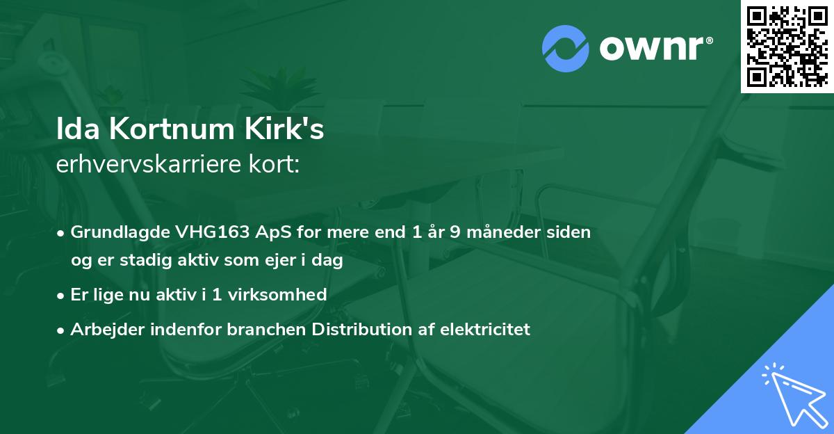 Ida Kortnum Kirk's erhvervskarriere kort