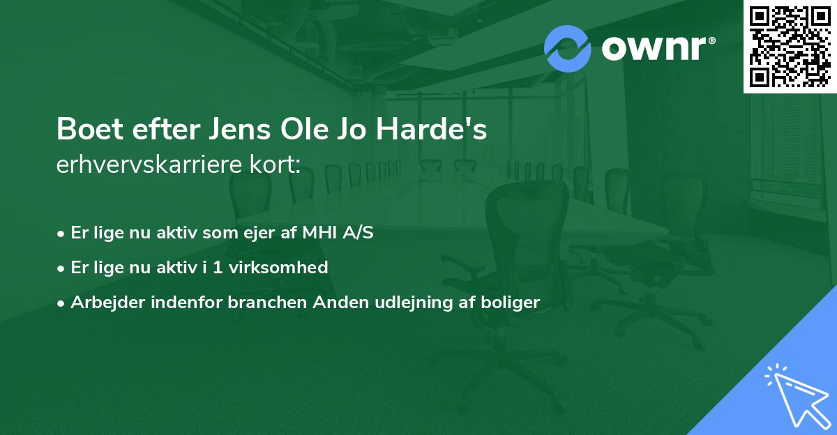 Boet efter Jens Ole Jo Harde's erhvervskarriere kort