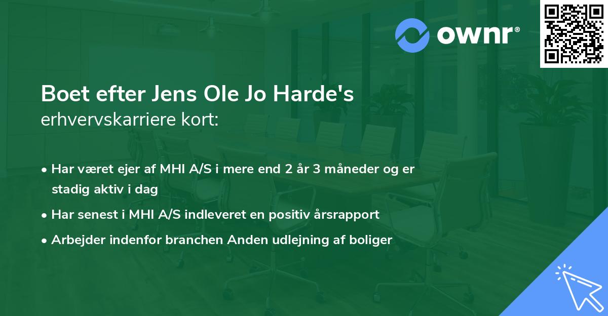 Boet efter Jens Ole Jo Harde's erhvervskarriere kort