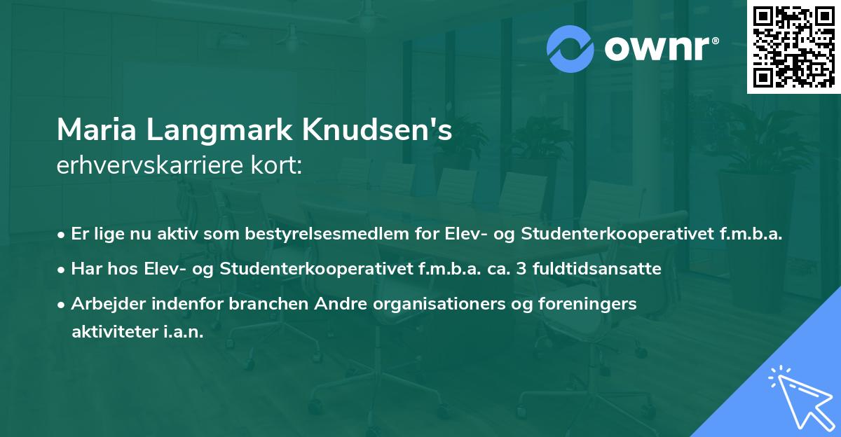 Maria Langmark Knudsen's erhvervskarriere kort