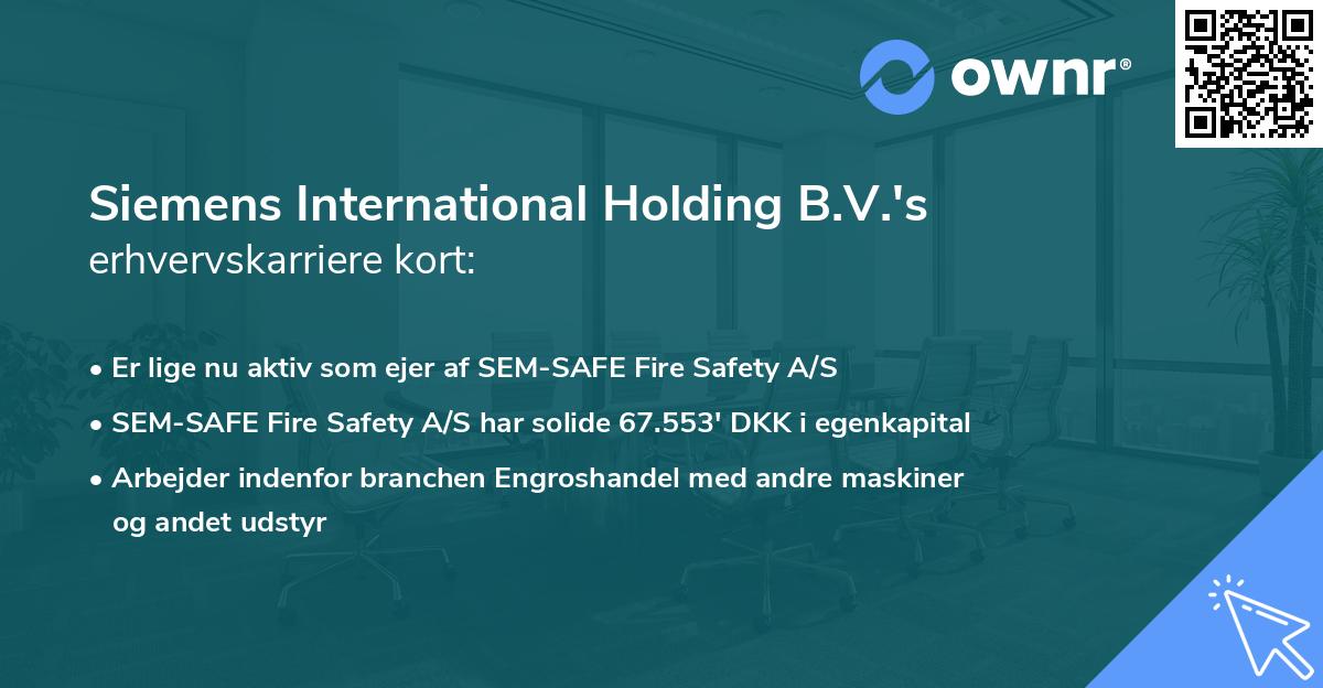 Siemens International Holding B.V.'s erhvervskarriere kort