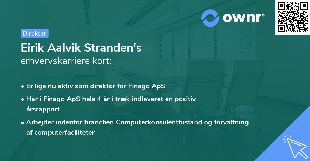 Eirik Aalvik Stranden's erhvervskarriere kort
