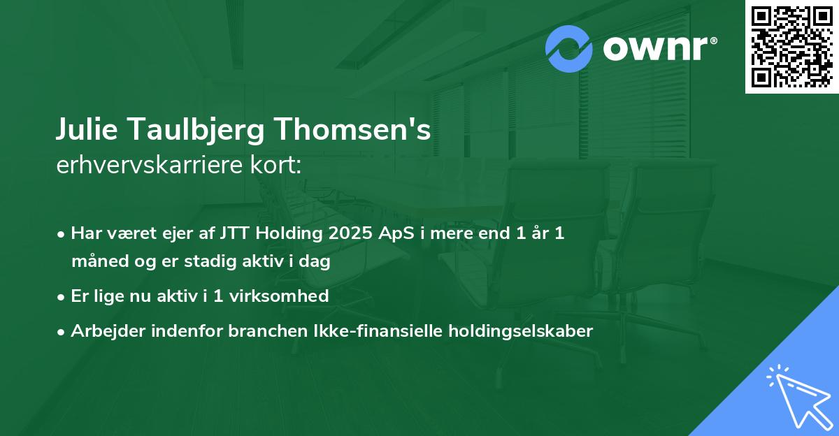 Julie Taulbjerg Thomsen's erhvervskarriere kort