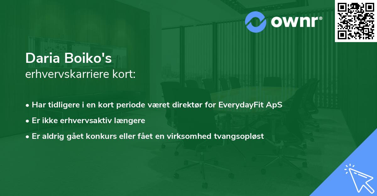 Daria Boiko's erhvervskarriere kort