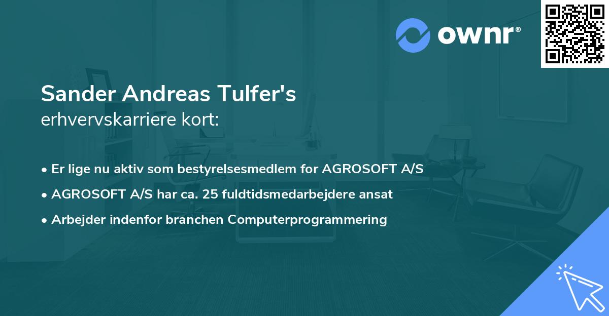 Sander Andreas Tulfer's erhvervskarriere kort