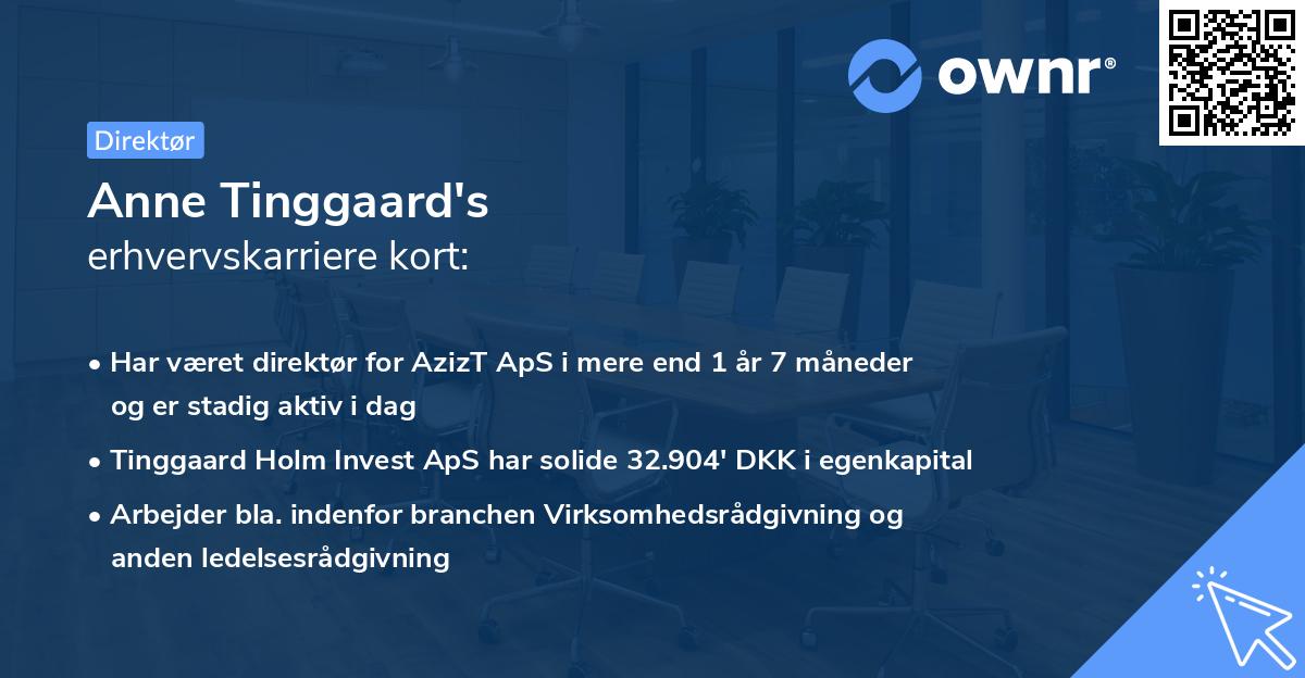 Anne Tinggaard's erhvervskarriere kort