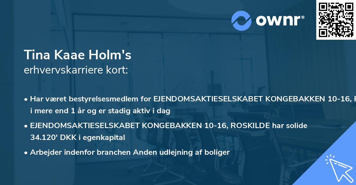 Tina Kaae Holm's erhvervskarriere kort