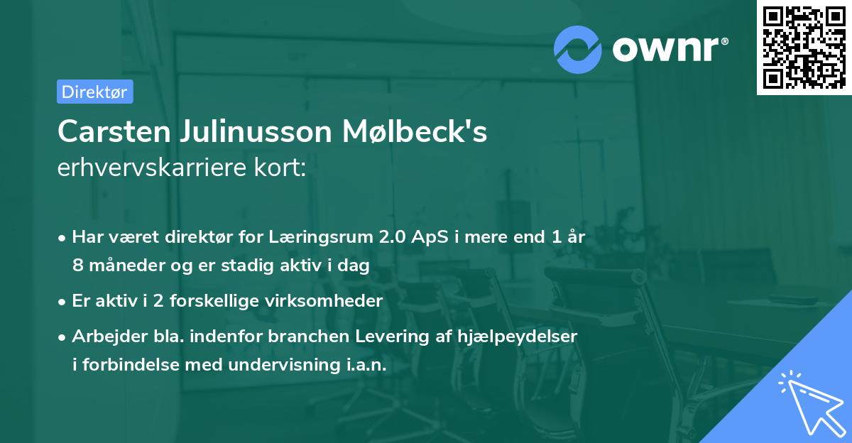 Carsten Julinusson Mølbeck's erhvervskarriere kort