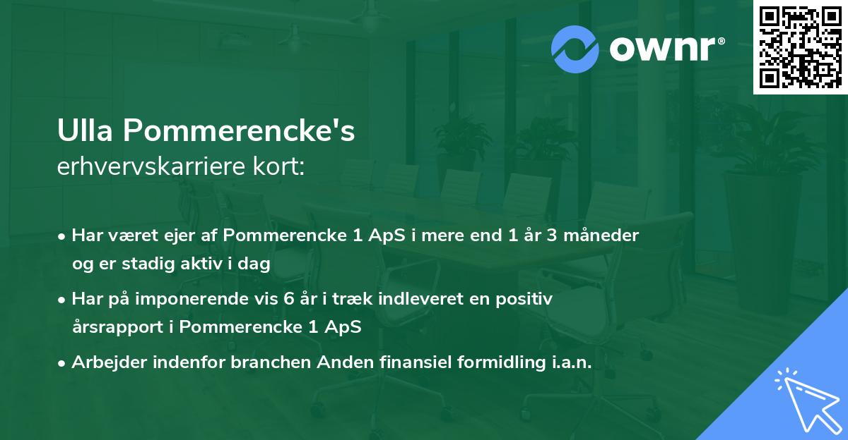 Ulla Pommerencke's erhvervskarriere kort