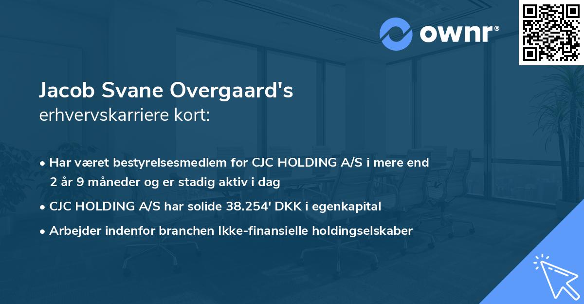 Jacob Svane Overgaard's erhvervskarriere kort