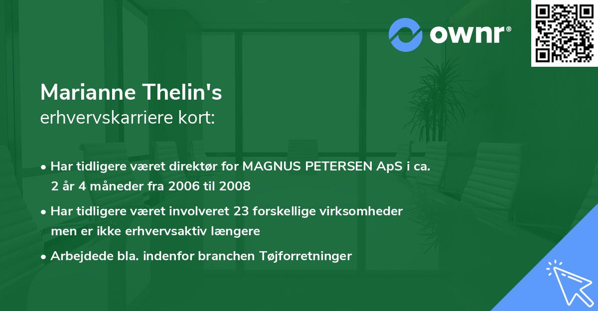 Marianne Thelin's erhvervskarriere kort
