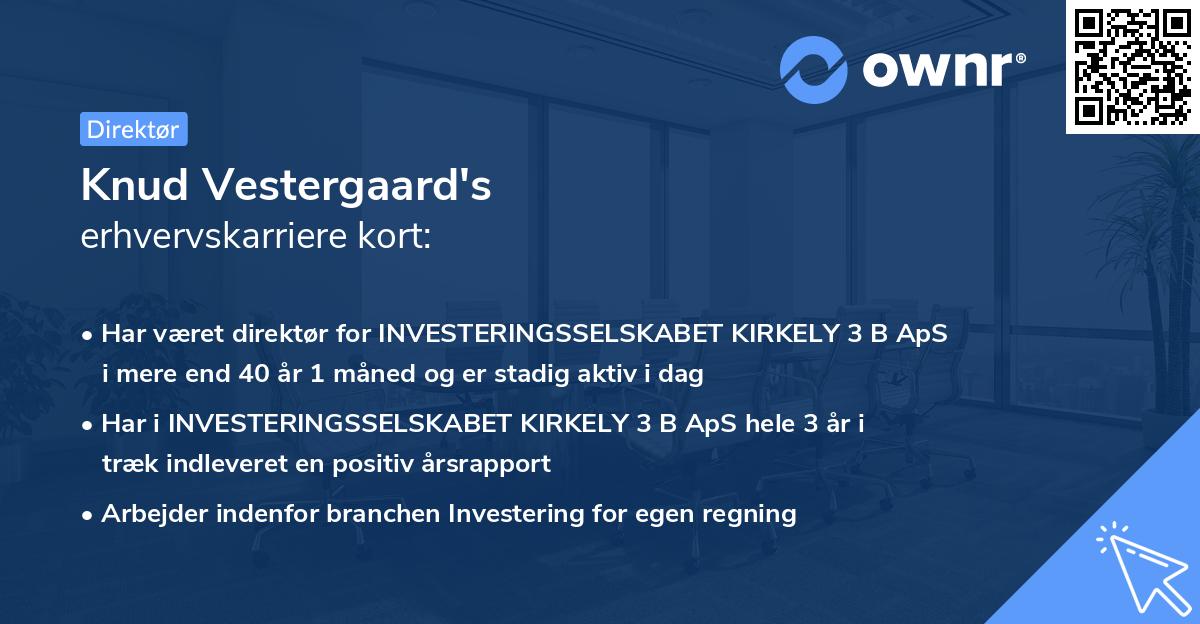 Knud Vestergaard's erhvervskarriere kort