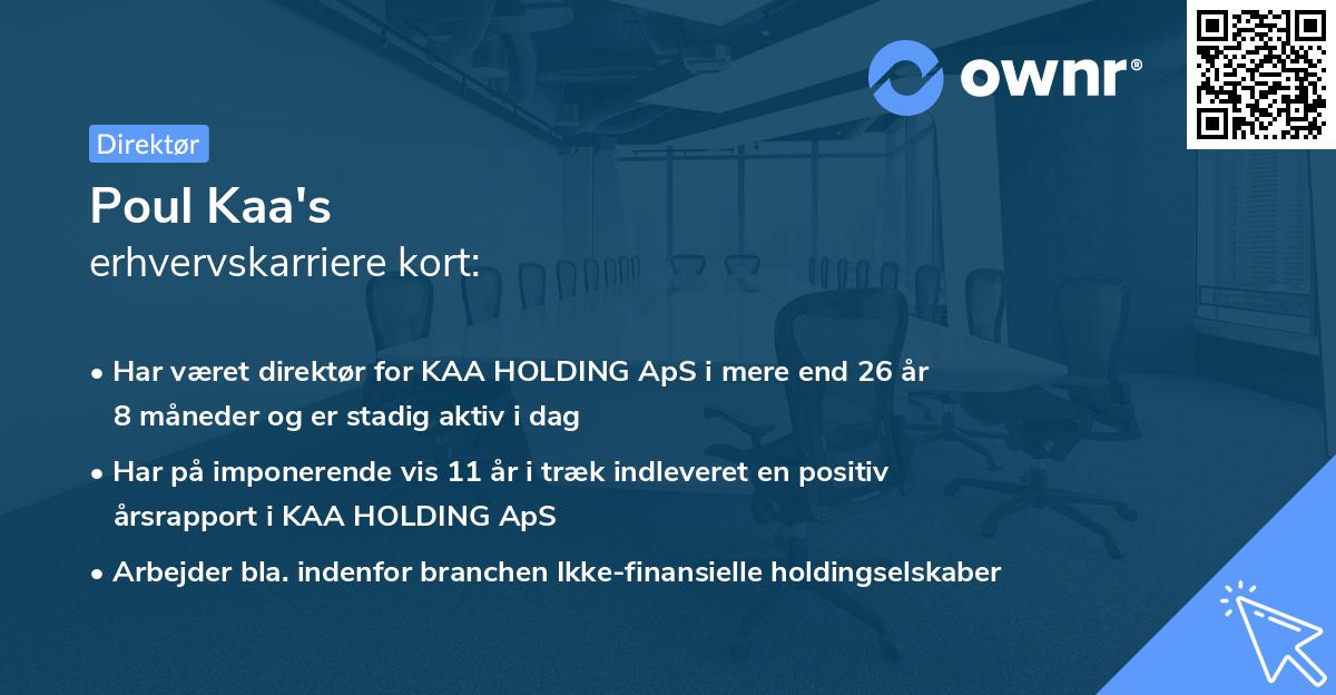 Poul Kaa's erhvervskarriere kort