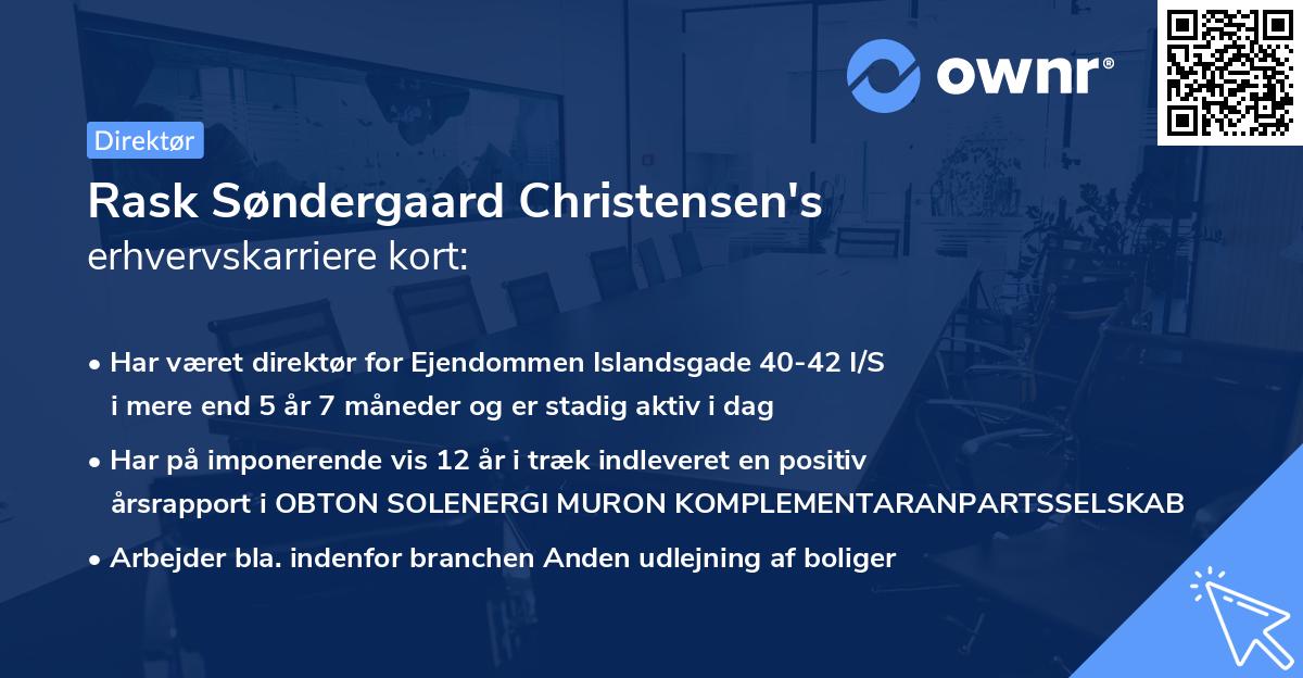 Rask Søndergaard Christensen's erhvervskarriere kort