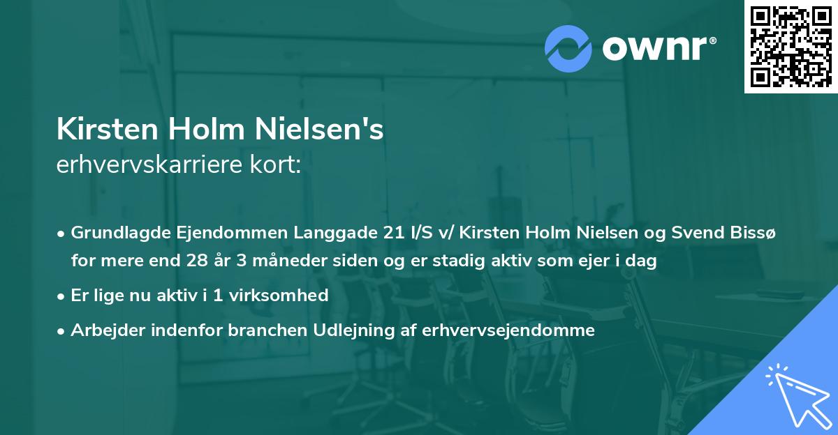 Kirsten Holm Nielsen's erhvervskarriere kort